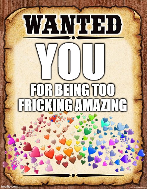 have you seen this man? | YOU; FOR BEING TOO FRICKING AMAZING | image tagged in wanted poster | made w/ Imgflip meme maker