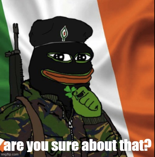 IRA Pepe | are you sure about that? | image tagged in ira pepe | made w/ Imgflip meme maker