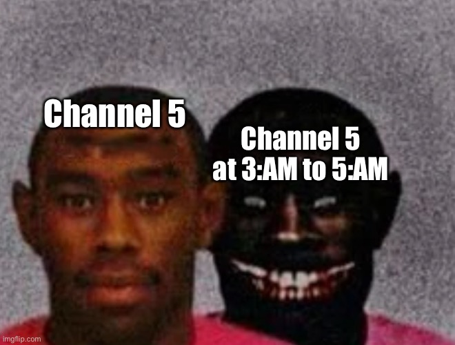 Good Tyler and Bad Tyler | Channel 5; Channel 5 at 3:AM to 5:AM | image tagged in good tyler and bad tyler,memes | made w/ Imgflip meme maker