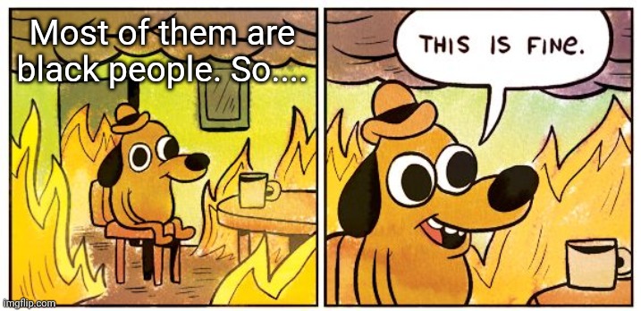 This Is Fine Meme | Most of them are black people. So.... | image tagged in memes,this is fine | made w/ Imgflip meme maker