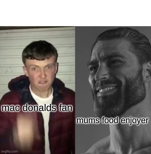 Average Fan vs Average Enjoyer | mums food enjoyer; mac donalds fan | image tagged in average fan vs average enjoyer | made w/ Imgflip meme maker