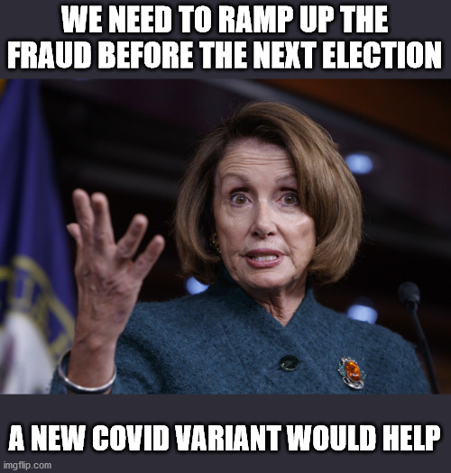 Pelosi | WE NEED TO RAMP UP THE FRAUD BEFORE THE NEXT ELECTION; A NEW COVID VARIANT WOULD HELP | image tagged in good old nancy pelosi | made w/ Imgflip meme maker