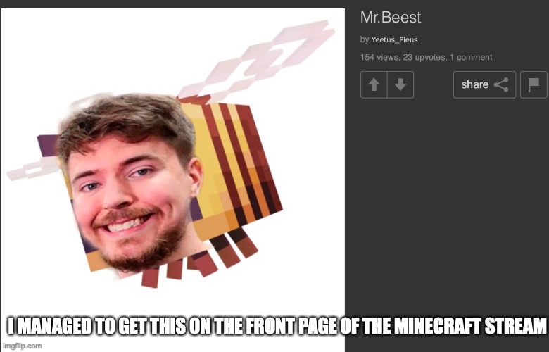 I MANAGED TO GET THIS ON THE FRONT PAGE OF THE MINECRAFT STREAM | made w/ Imgflip meme maker