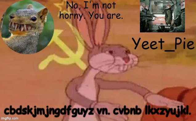 Yeet_Pie | cbdskjmjngdfguyz vn. cvbnb lkxzyujkl. | image tagged in yeet_pie | made w/ Imgflip meme maker