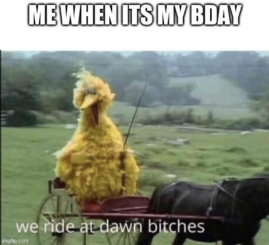 We ride at dawn bitches | ME WHEN ITS MY BDAY | image tagged in we ride at dawn bitches | made w/ Imgflip meme maker