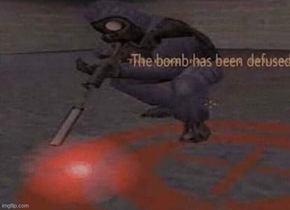 The bomb has been defused | image tagged in the bomb has been defused | made w/ Imgflip meme maker