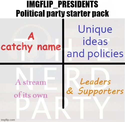 - N.E.R.D. Party presents: Our handy-dandy 4-step guide to starting a party - | image tagged in imgflip_presidents nerd party political party starter pack | made w/ Imgflip meme maker