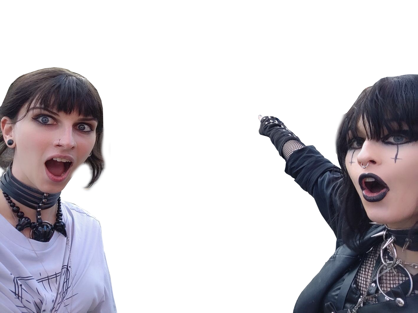 Two goth girls pointing Blank Meme Template