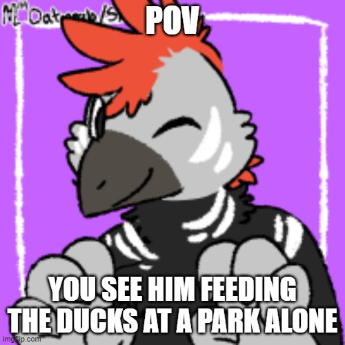 IM SO BOReDdDd | POV; YOU SEE HIM FEEDING THE DUCKS AT A PARK ALONE | made w/ Imgflip meme maker