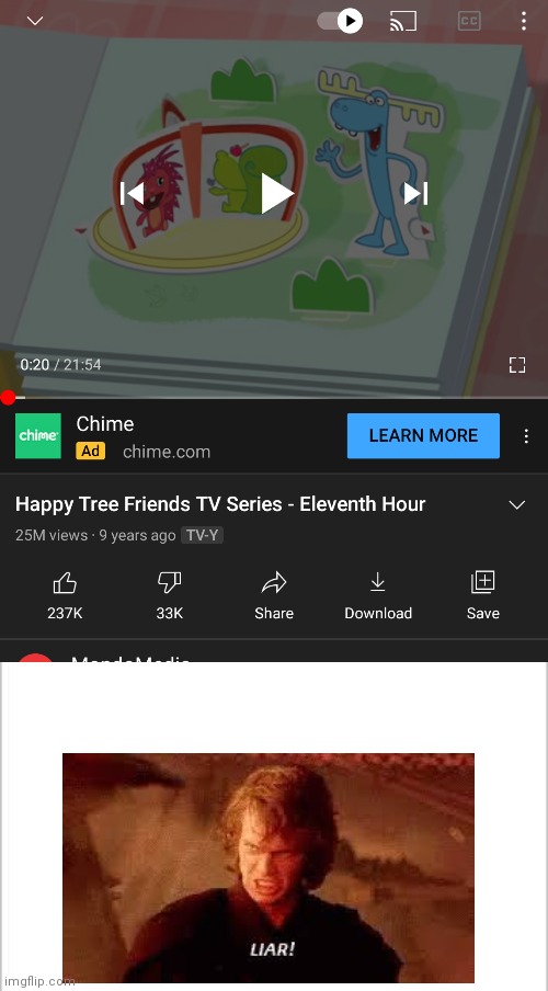 For those that don't get this cartoon (Happy Tree Friends) IS violent and gore | image tagged in white background | made w/ Imgflip meme maker