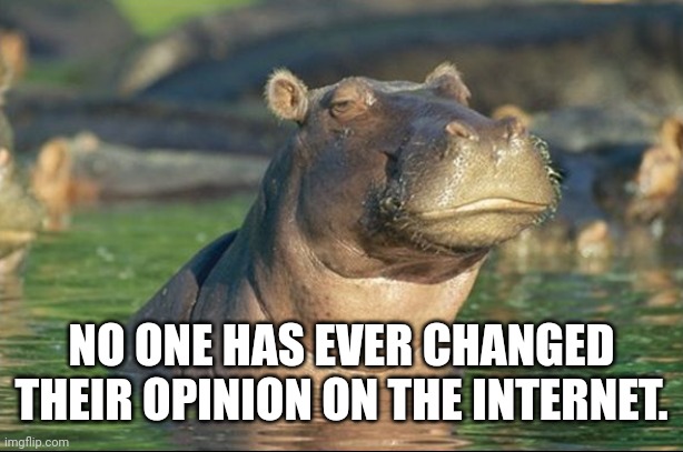 NO ONE HAS EVER CHANGED THEIR OPINION ON THE INTERNET. | made w/ Imgflip meme maker