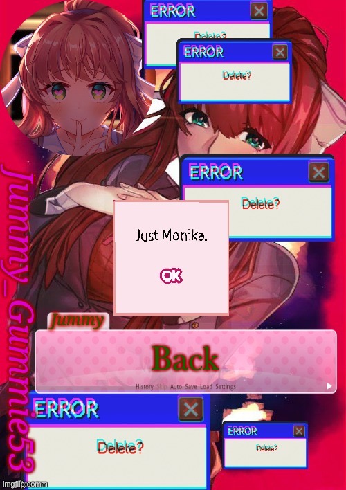 Hello | Back | image tagged in another monika temp lmao | made w/ Imgflip meme maker