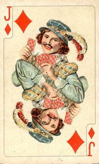 Jack of Diamonds old fashioned playing card Blank Meme Template