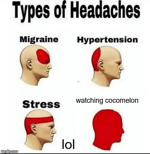 types of hedaches | watching cocomelon; lol | image tagged in types of headaches meme | made w/ Imgflip meme maker