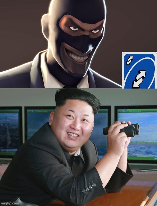 image tagged in tf2 spy face,kim jong un - spying | made w/ Imgflip meme maker