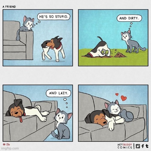 Aww | image tagged in dogs,cats,cute,comics | made w/ Imgflip meme maker