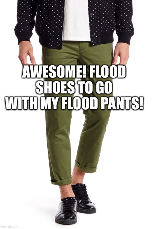 AWESOME! FLOOD SHOES TO GO WITH MY FLOOD PANTS! | made w/ Imgflip meme maker
