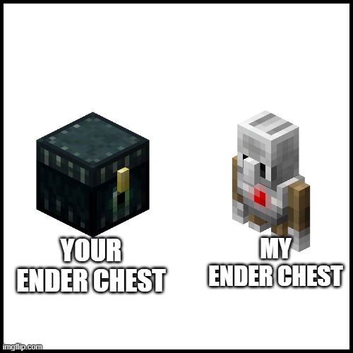 MINECRAFT EDU | YOUR ENDER CHEST; MY ENDER CHEST | image tagged in white,minecraft,minecrafter,funny memes | made w/ Imgflip meme maker
