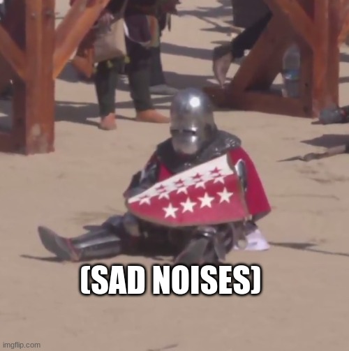 Sad crusader noises | (SAD NOISES) | image tagged in sad crusader noises | made w/ Imgflip meme maker