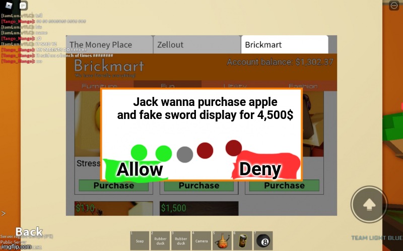 Blank purchase request | Jack wanna purchase apple and fake sword display for 4,500$; Deny; Allow | image tagged in blank purchase request | made w/ Imgflip meme maker