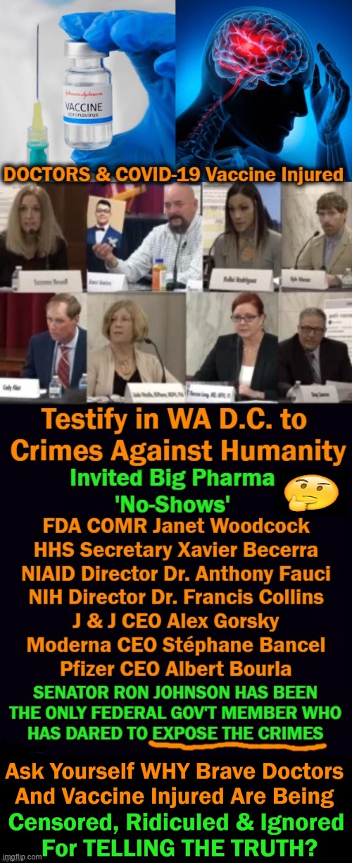 CDC, FDA, NIH, Fauci Were No Shows Because They Have A Lot To Hide! | image tagged in politics,covid vaccine,doctors,vaccine injured,censored,the truth | made w/ Imgflip meme maker
