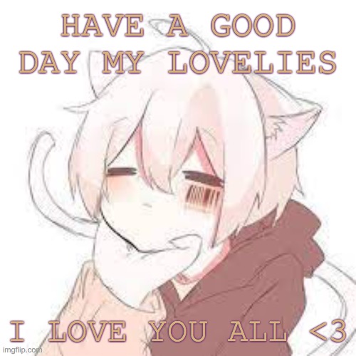 <333333 |  HAVE A GOOD DAY MY LOVELIES; I LOVE YOU ALL <3 | image tagged in i love you,have a good day | made w/ Imgflip meme maker
