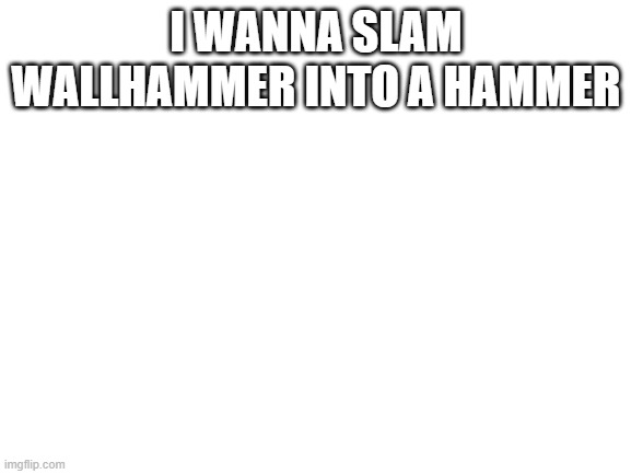 gdffdfsf | I WANNA SLAM WALLHAMMER INTO A HAMMER | image tagged in blank white template | made w/ Imgflip meme maker