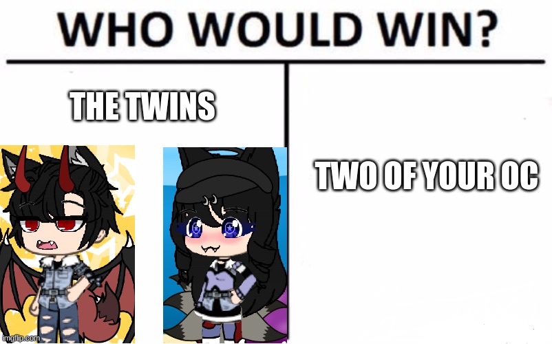 there names are Loki and Hela | THE TWINS; TWO OF YOUR OC | image tagged in memes,who would win | made w/ Imgflip meme maker