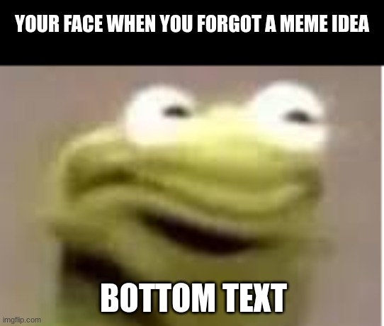 I am out of ideas (BOTTOM TEXT) | YOUR FACE WHEN YOU FORGOT A MEME IDEA; BOTTOM TEXT | image tagged in kermit cringe meme,out of ideas | made w/ Imgflip meme maker