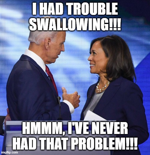 Swallowing Trouble??? | I HAD TROUBLE SWALLOWING!!! HMMM, I'VE NEVER HAD THAT PROBLEM!!! | image tagged in nwo,leftist terrorism,pay for play | made w/ Imgflip meme maker