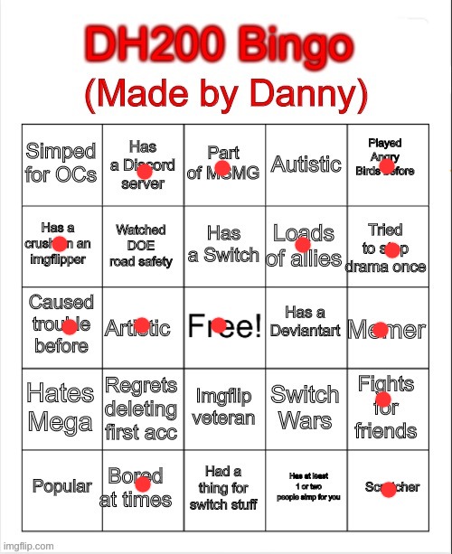 thx danny | image tagged in dh200 bingo | made w/ Imgflip meme maker