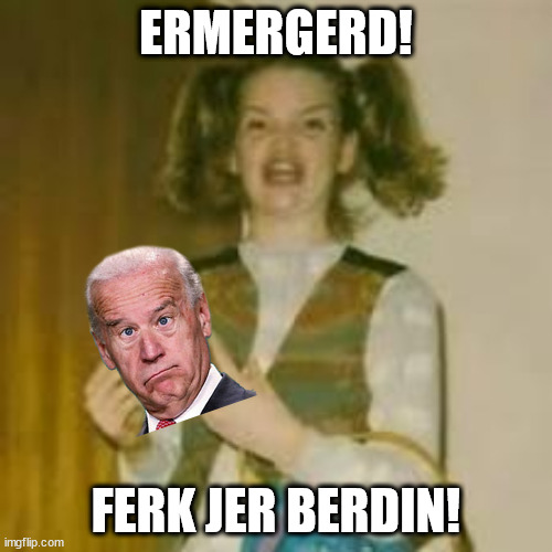 ermergerd | ERMERGERD! FERK JER BERDIN! | image tagged in ermergerd | made w/ Imgflip meme maker