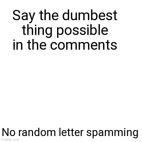 No title needed | Say the dumbest thing possible in the comments; No random letter spamming | image tagged in memes | made w/ Imgflip meme maker