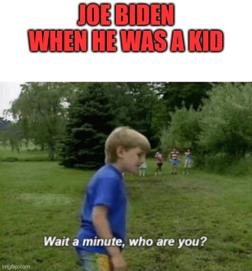 I'm sorry just had too | JOE BIDEN WHEN HE WAS A KID | image tagged in wait a minute who are you | made w/ Imgflip meme maker