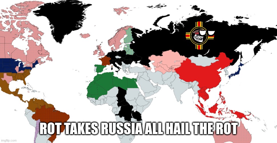 1942 | ROT TAKES RUSSIA ALL HAIL THE ROT | image tagged in world map | made w/ Imgflip meme maker