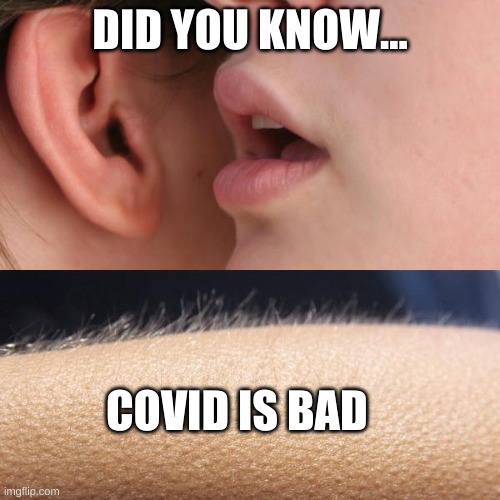Whisper and Goosebumps | DID YOU KNOW... COVID IS BAD | image tagged in did you know,covid is bad | made w/ Imgflip meme maker