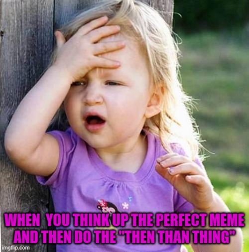 duh | WHEN  YOU THINK UP THE PERFECT MEME
AND THEN DO THE "THEN THAN THING" | image tagged in duh | made w/ Imgflip meme maker