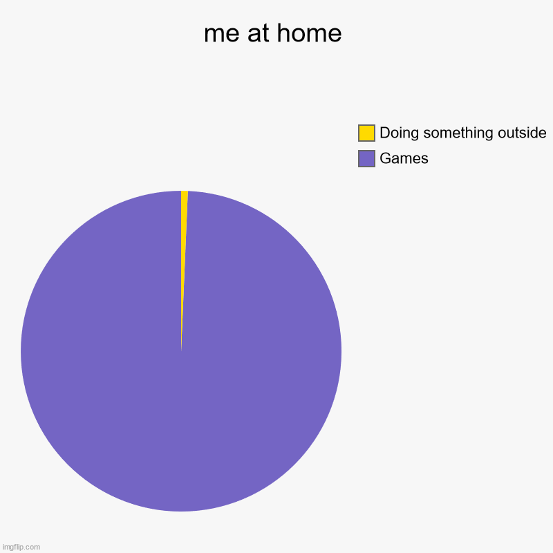 me at home | me at home | Games, Doing something outside | image tagged in charts,pie charts,fun,home,bored | made w/ Imgflip chart maker