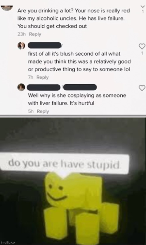 She literally said it was blush | image tagged in do you are have stupid,memes,tik tok sucks | made w/ Imgflip meme maker