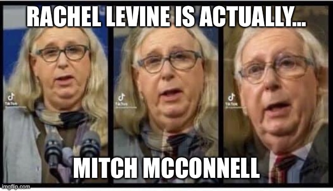 Rachel Levine to Mitch McConnell | RACHEL LEVINE IS ACTUALLY…; MITCH MCCONNELL | image tagged in rachel levine to mitch mcconnell | made w/ Imgflip meme maker