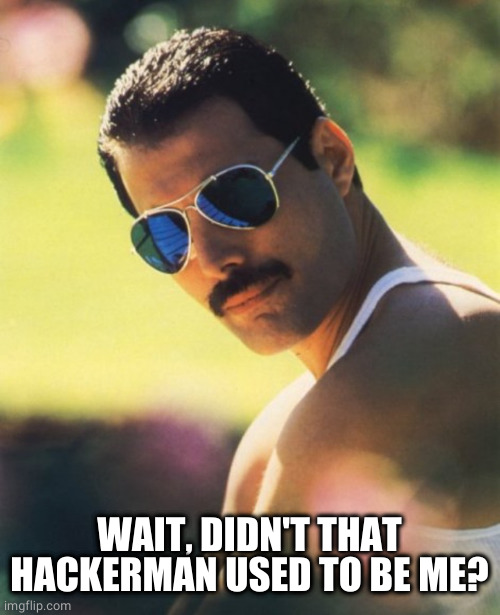 Freddie Mercury Mr. Bad Guy | WAIT, DIDN'T THAT HACKERMAN USED TO BE ME? | image tagged in freddie mercury mr bad guy | made w/ Imgflip meme maker