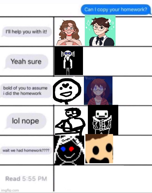 Can I copy your homework? Character template Imgflip