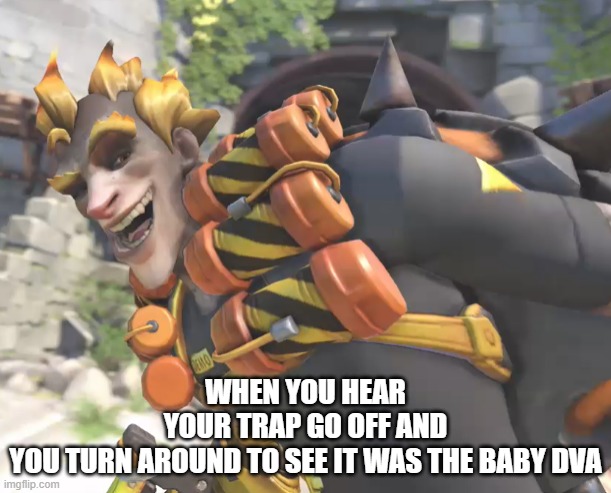 Why 37 | WHEN YOU HEAR YOUR TRAP GO OFF AND YOU TURN AROUND TO SEE IT WAS THE BABY DVA | image tagged in overwatch memes | made w/ Imgflip meme maker