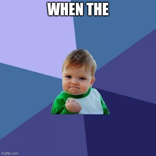 when the | WHEN THE | image tagged in memes,success kid | made w/ Imgflip meme maker