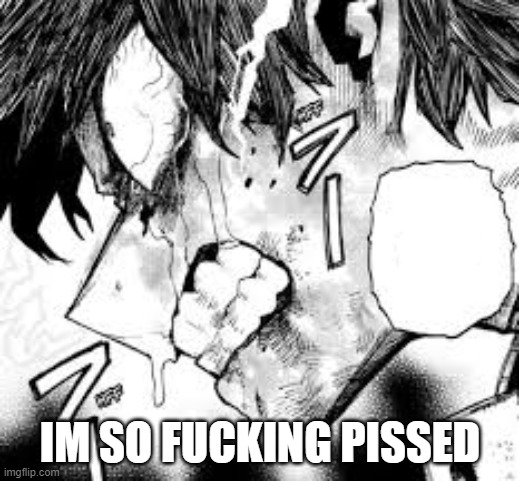 deku is at his limit | IM SO FUCKING PISSED | image tagged in deku is at his limit | made w/ Imgflip meme maker