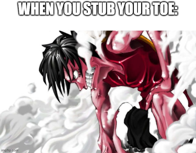 idk | WHEN YOU STUB YOUR TOE: | image tagged in luffy enraged | made w/ Imgflip meme maker