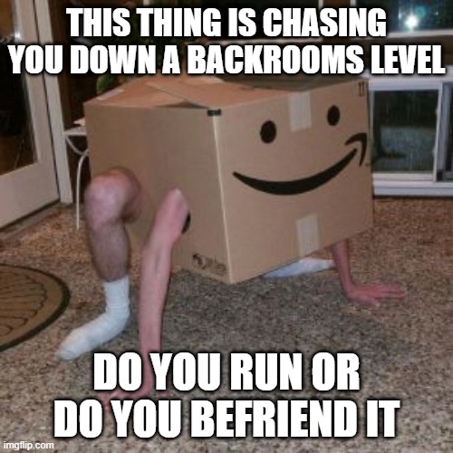 fear | THIS THING IS CHASING YOU DOWN A BACKROOMS LEVEL; DO YOU RUN OR DO YOU BEFRIEND IT | image tagged in fear | made w/ Imgflip meme maker