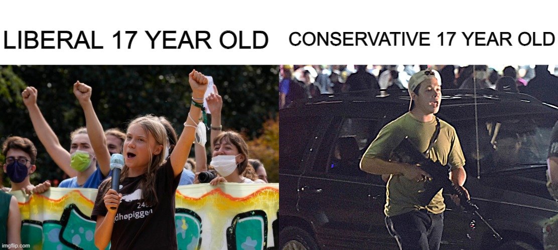 LIBERAL 17 YEAR OLD; CONSERVATIVE 17 YEAR OLD | made w/ Imgflip meme maker
