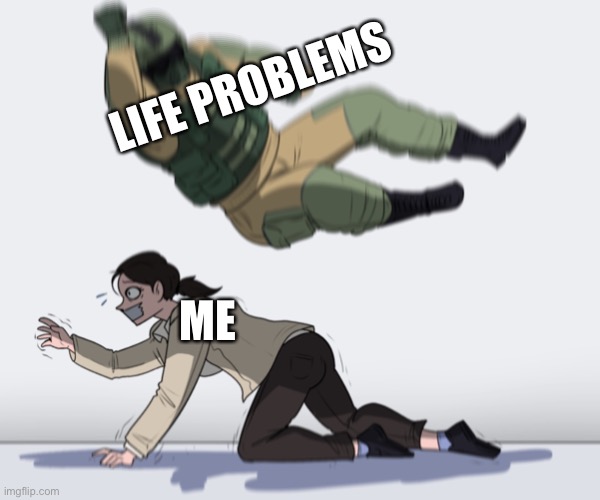 No | LIFE PROBLEMS; ME | image tagged in rainbow six - fuze the hostage | made w/ Imgflip meme maker