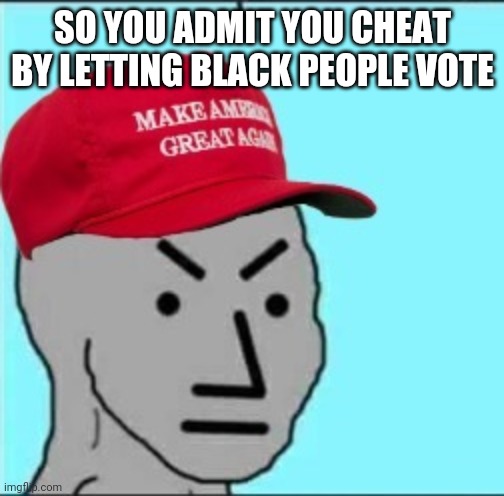 SO YOU ADMIT YOU CHEAT BY LETTING BLACK PEOPLE VOTE | made w/ Imgflip meme maker